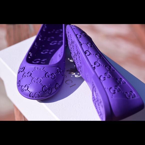 More Photos Gucci Purple Rubber Flats Sz 27 - Picture 6 of 8